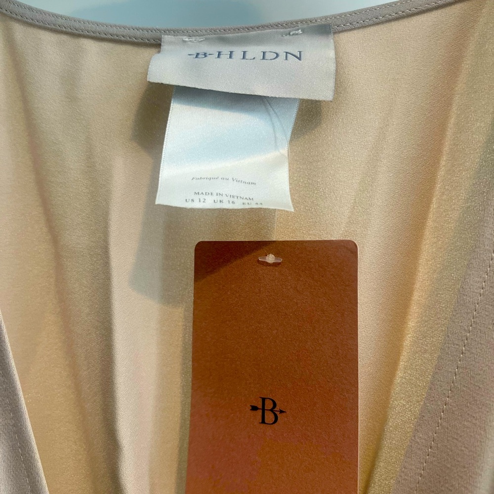 BHLDN Leila Deep-V Flutter-Sleeve Satin A-Line Gown